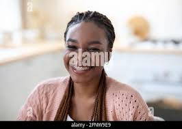 Beautiful Cheerful Black Woman With Braids And Dental Braces ...